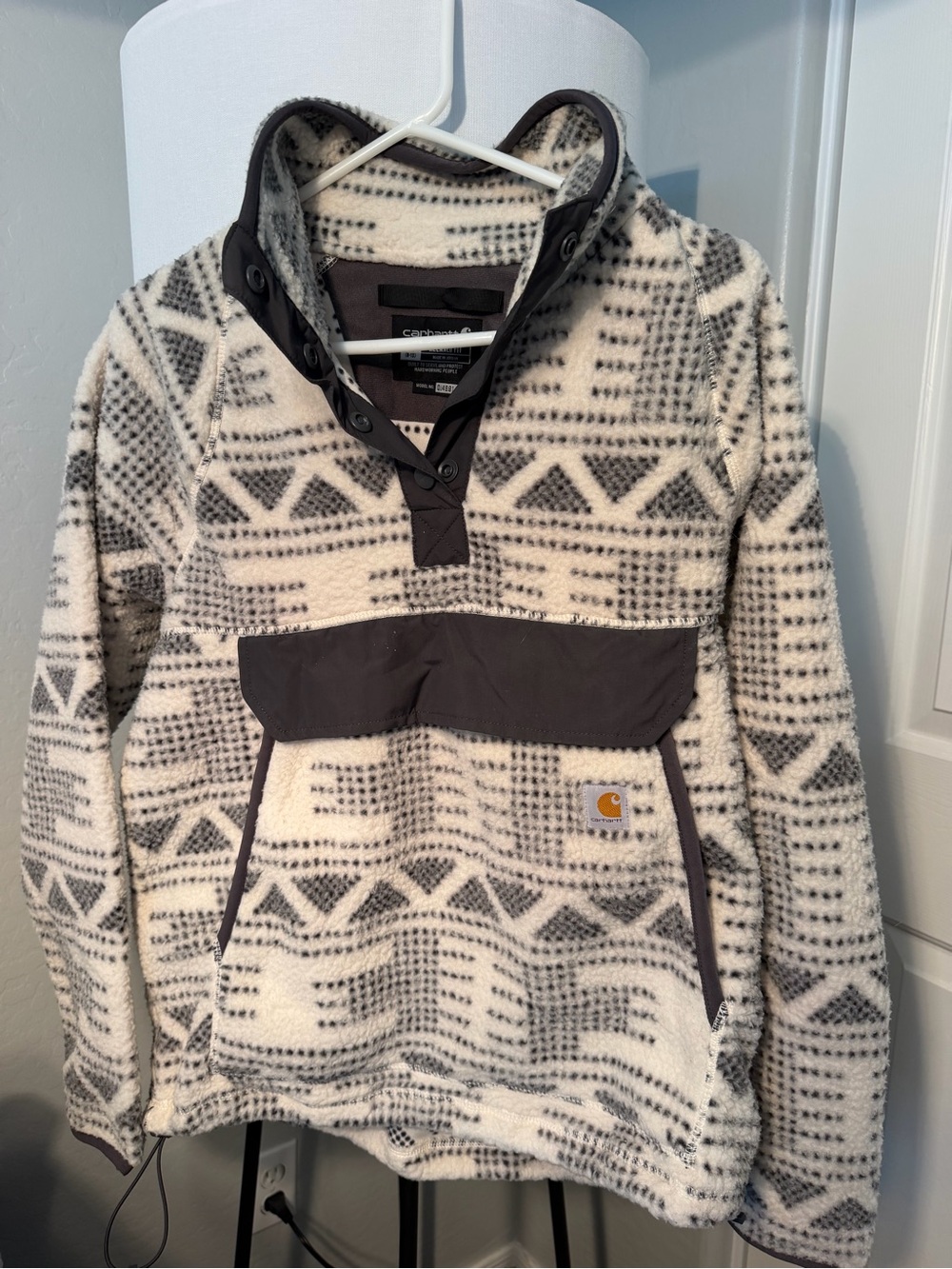 Carhartt Cream & Gray Geometric Fleece Pullover Shirt Jacket